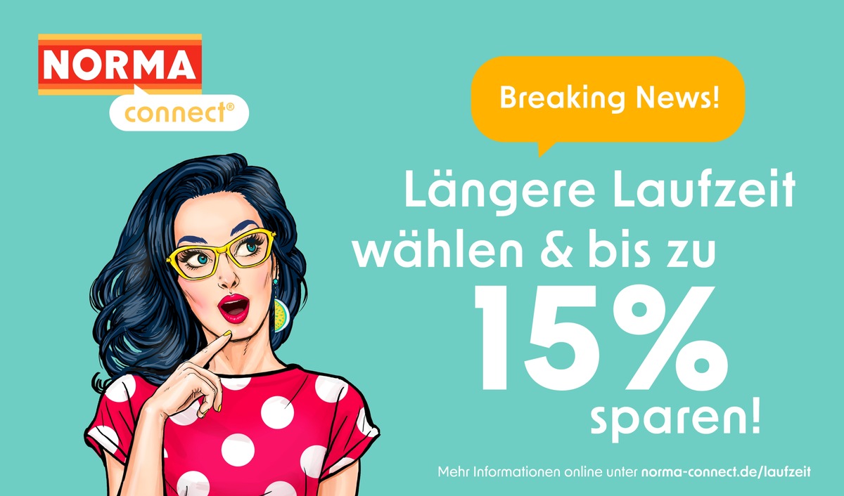 Länger buchen und bis zu 15% sparen: NORMA connect bietet derzeit einen Aktionsvorteil für Kunden, die Ihren Tarif für 12 bzw. 24 Wochen buchen / Mega-Datenvolumen bei größter Flexibilität