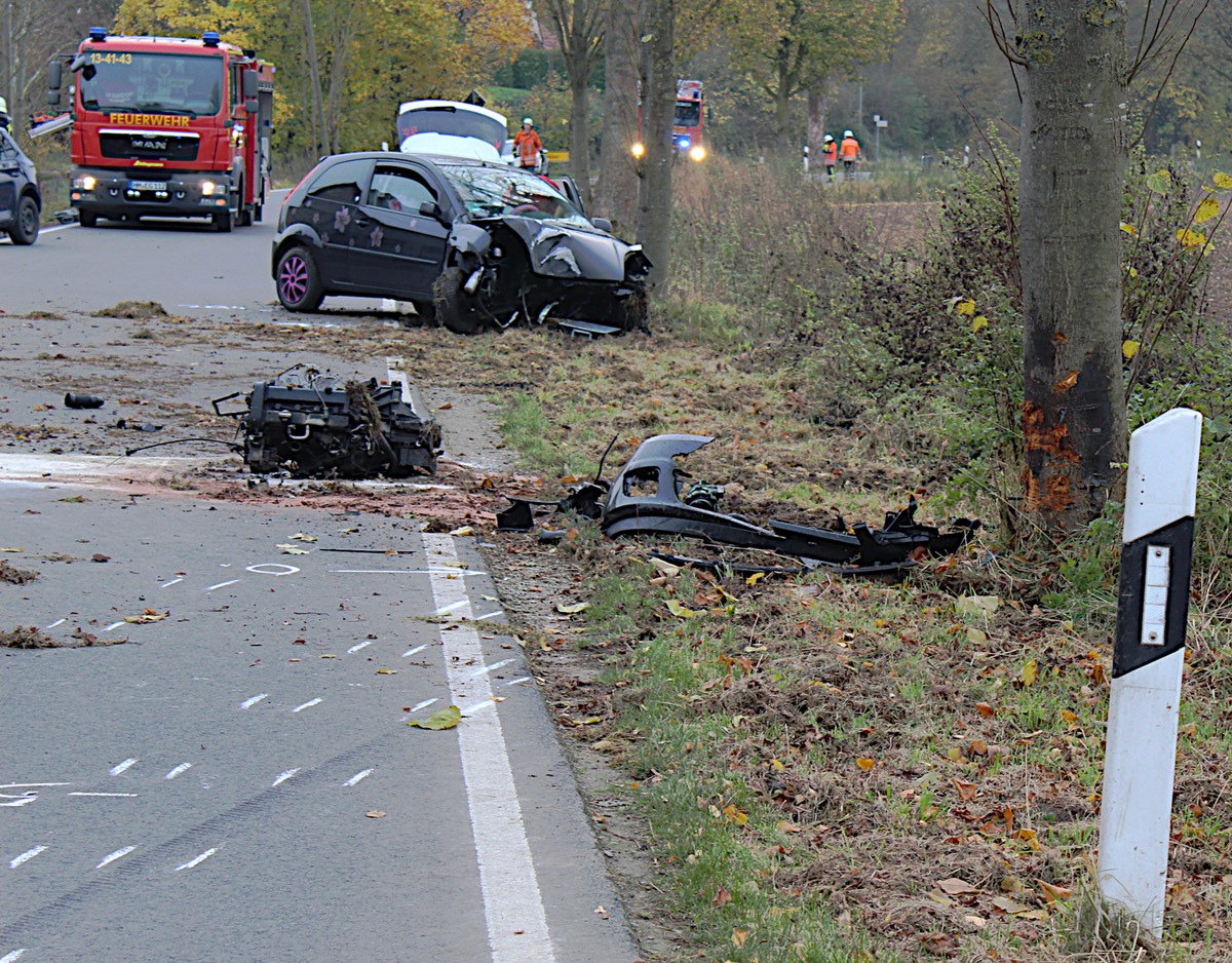 POL-HM: Pkw prallt gegen Baum - Autofahrerin schwer verletzt