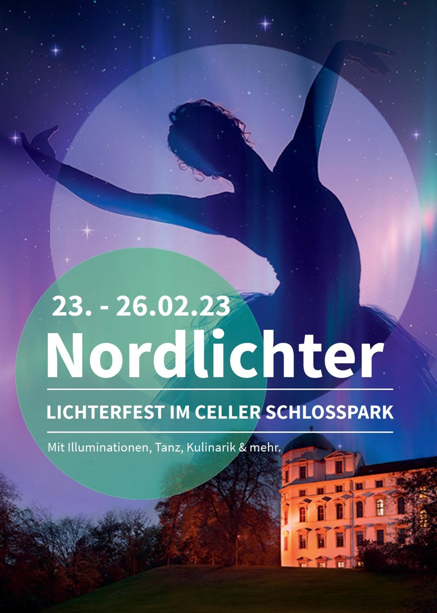 Nordlichter am Celler Schloss vom 23. bis 26. Februar: Lichtspektakel, Feuershows und verkaufsoffener Sonntag