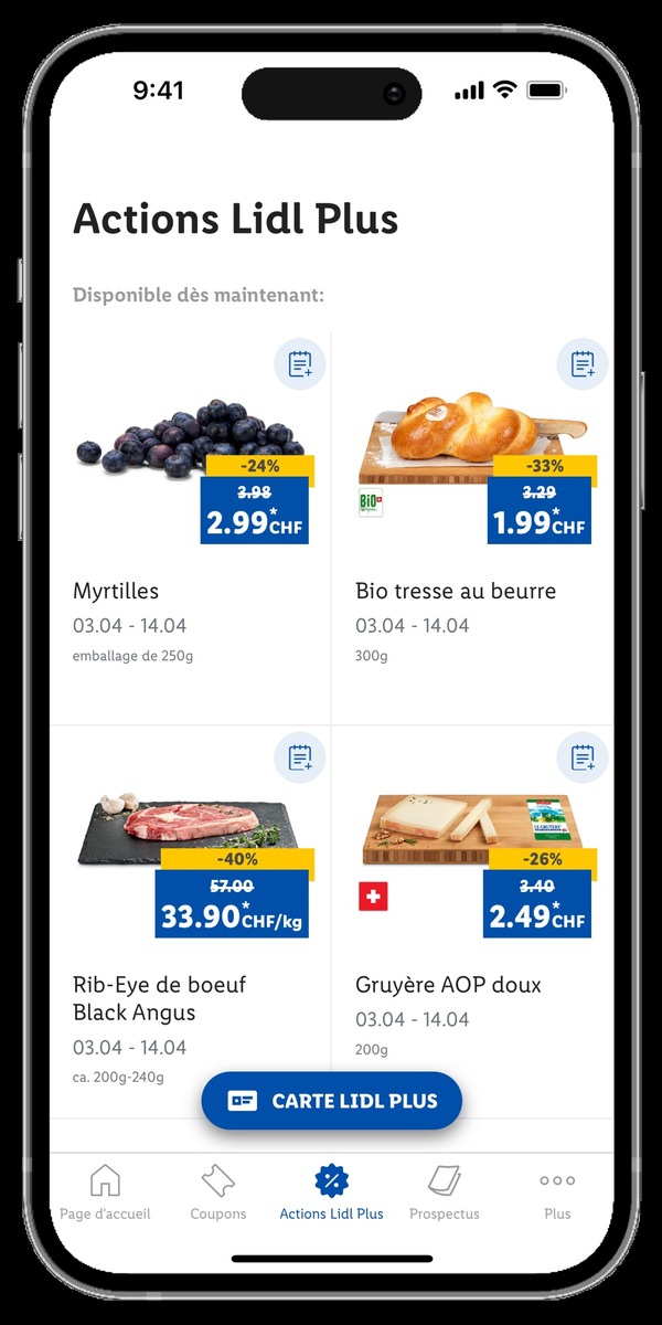 Lidl Suisse : nouvelles fonctions pour l&#039;application client / Utilisation plus facile des réductions, places pour le Championnat d&#039;Europe 2024