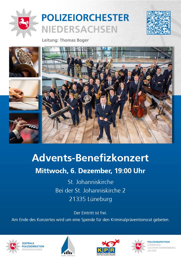 POL-LG: ++ &quot;Jubiläum &amp; Abschied am Nikolaustag&quot; ++ 10. Benefiz-Adventskonzert des Polizeiorchesters in St. Johannis ++ letztes Konzert unter der Leitung von Thomas Boger ++ &quot;save the date&quot;: 06.12.23