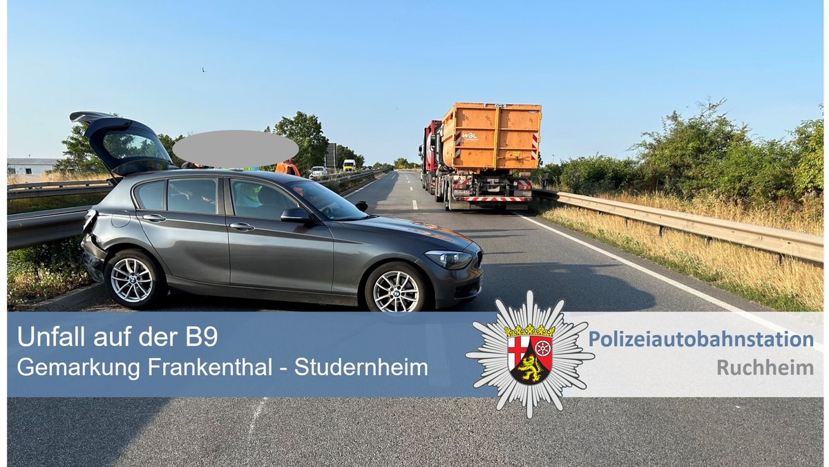 POL-PDNW: Polizeiautobahnstation Ruchheim - Verkehrsunfall mit hohem Sachschaden - Vollsperrung B9