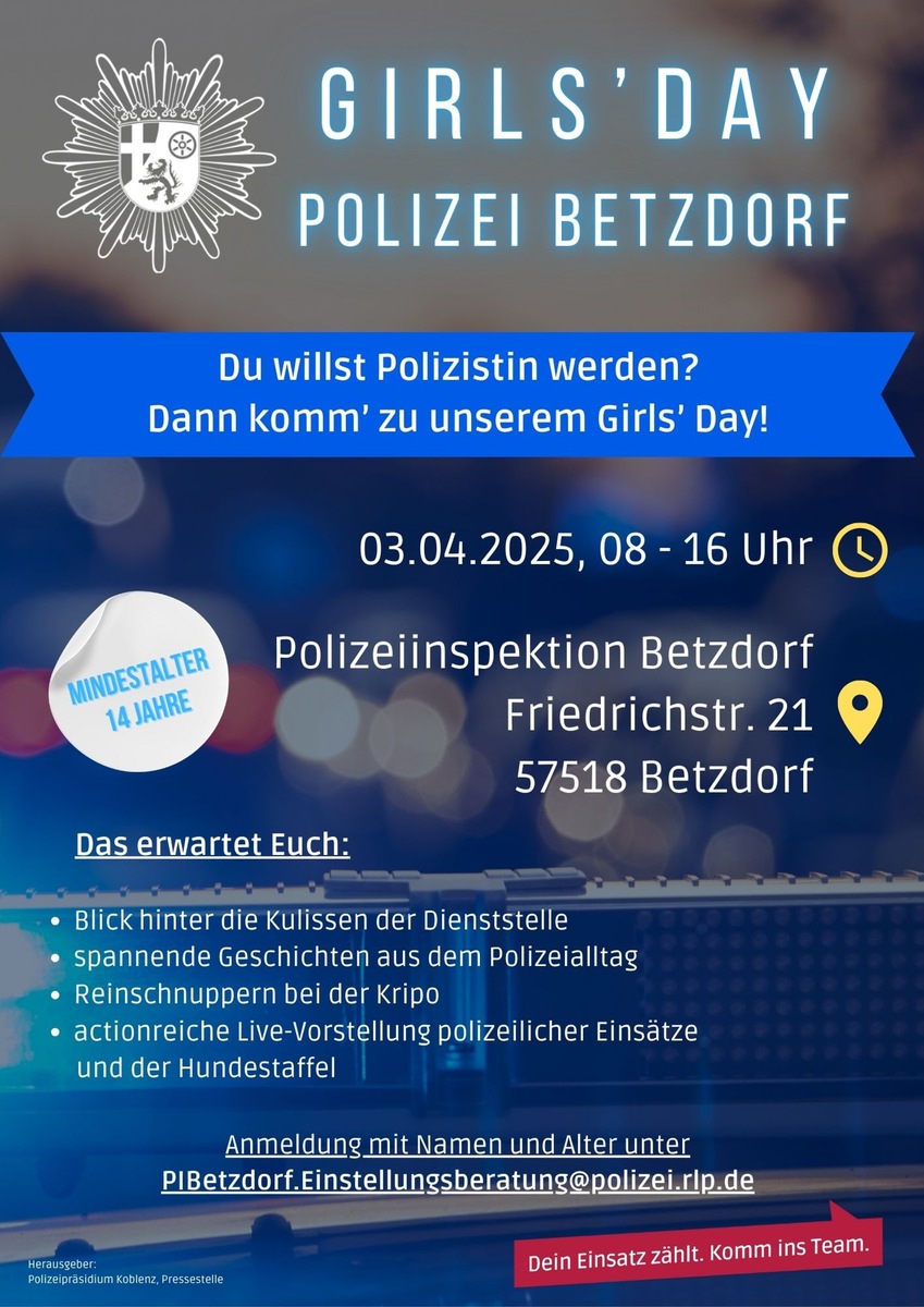 POL-PDNR: Girls&#039; Day bei der Polizei Betzdorf