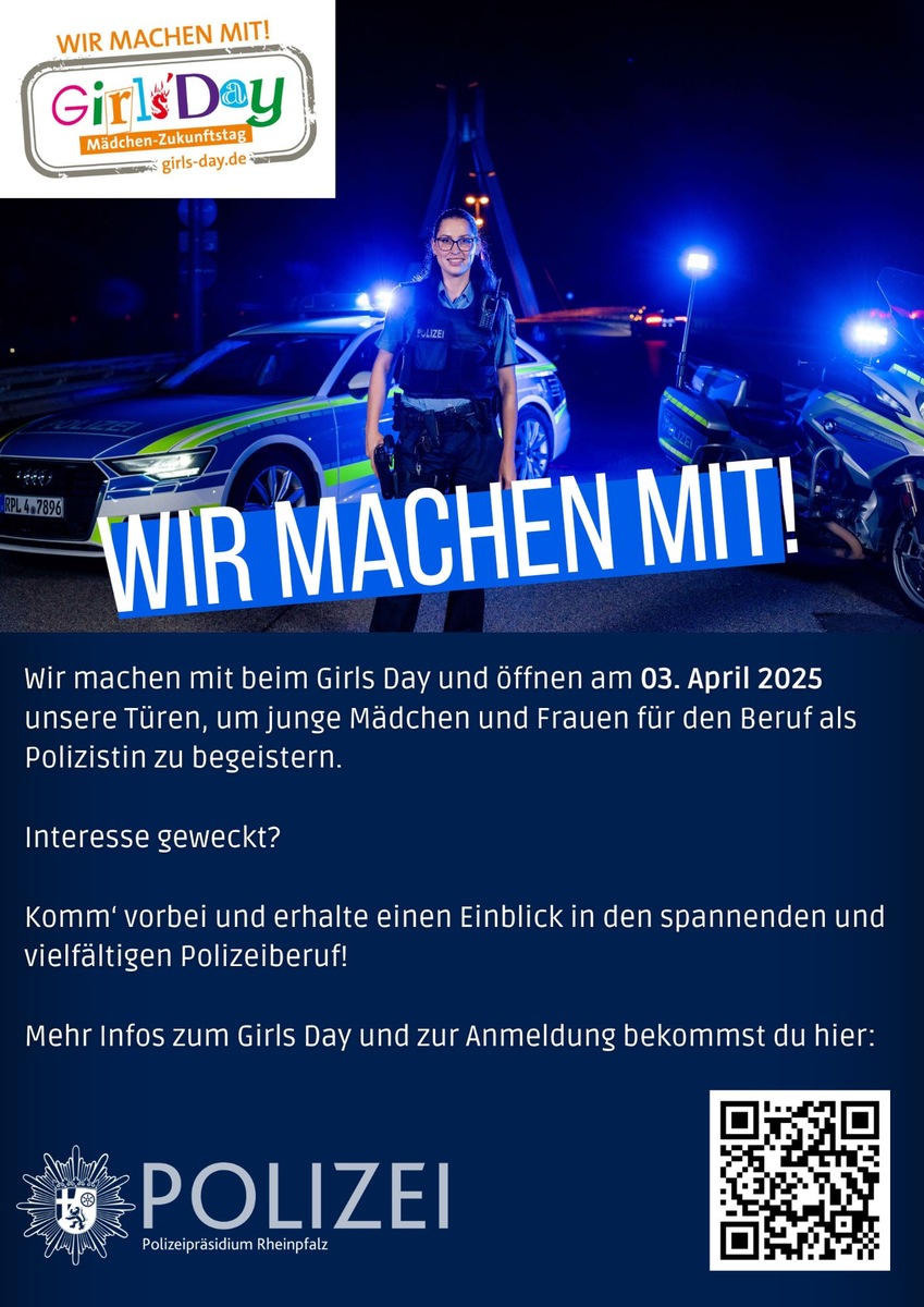 POL-PPRP: Girls&#039;Day 2025 - Das Polizeipräsidium Rheinpfalz macht mit!