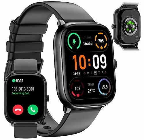 KI-Unterstützung beim Training und im Alltag: newgen medicals Fitness-Smartwatch mit ChatGPT PW-600.ai, AMOLED-Display, digitale Krone, IP68