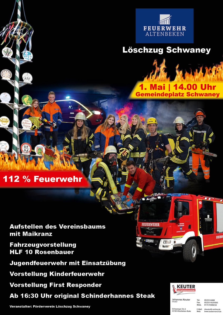 FW-PB: Vereinsbaum und Maikranz werden aufgestellt - 112 Prozent Feuerwehr erleben