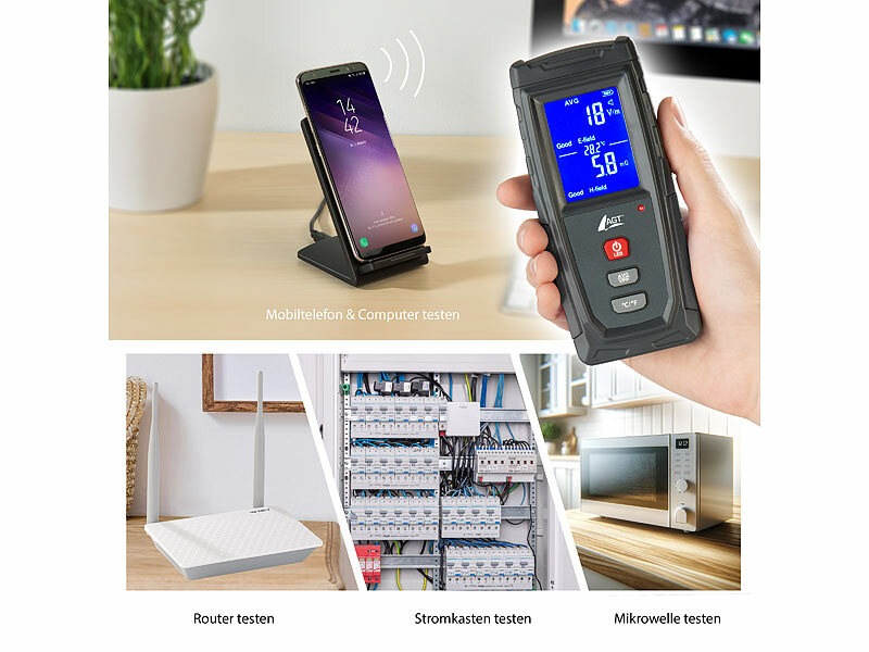 Auch zuhause oder im Büro elektromagnetische Strahlung messen: AGT Digitales Akku-EMF-Messgerät mit LCD-Display