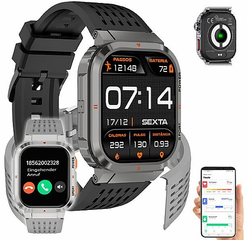 Gesundheits- und Fitnessziele erreichen: newgen medicals Fitness-Smartwatch SW-550, 20 Tage Laufzeit, Always-on-Display, ChatGPT, IP68