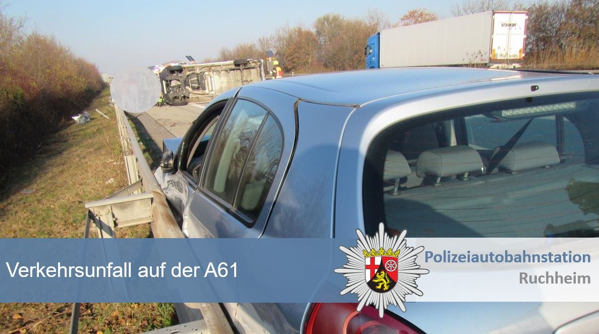 POL-PDNW: Polizeiautobahnstation Ruchheim - Unfall mit Leichtverletztem auf A61