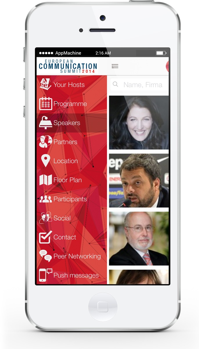 European Communication Summit in Brüssel mit eigener Smartphone-App / Helios Media und AppMachine präsentieren gemeinsam Konferenz-App für iPhone und Android