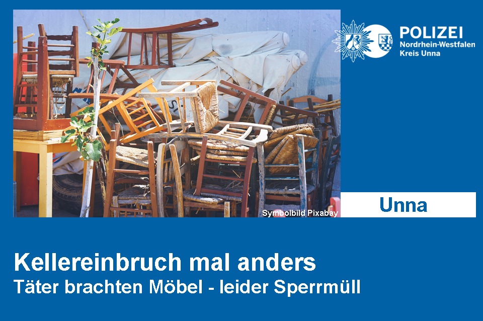 POL-UN: Unna - Einbruch der anderen Art
- Täter bringen Möbel