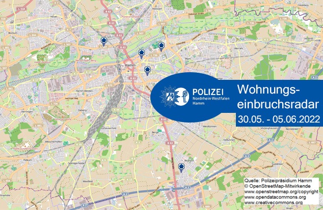 POL-HAM: Wohnungseinbruchsradar Hamm für die Woche vom 30. Mai bis 5. Juni 2022