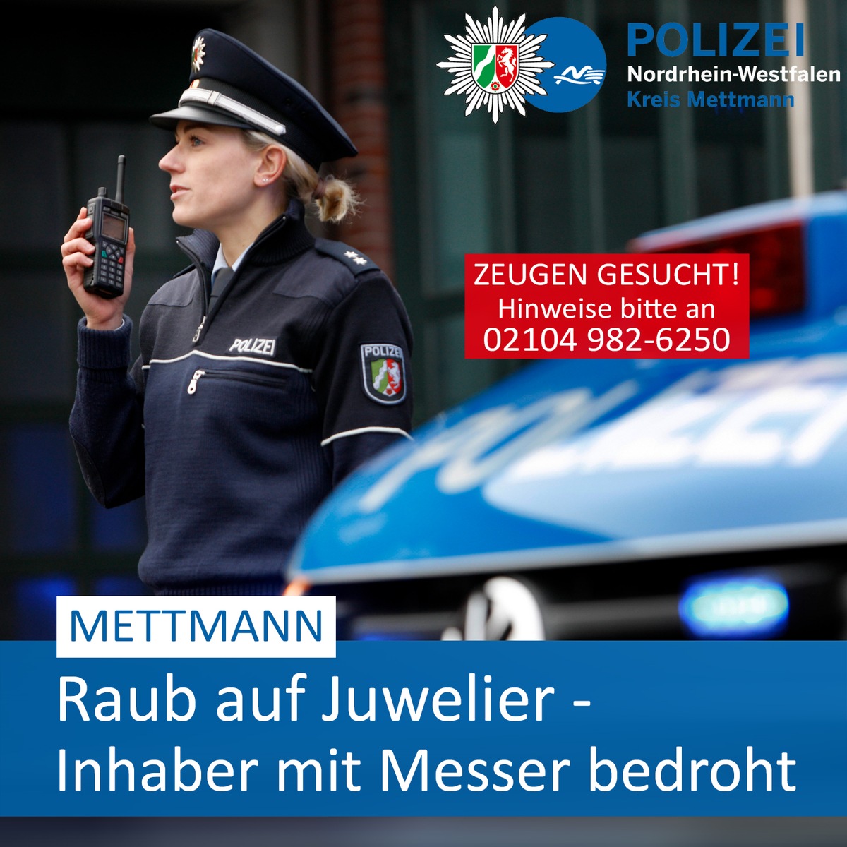 POL-ME: Juwelier beraubt - Inhaber mit Messer bedroht - Mettmann - 2310035