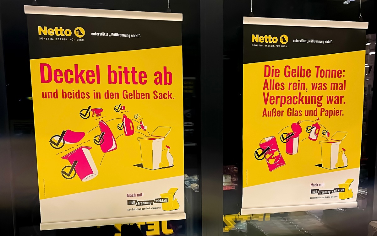 Gemeinsam für mehr Recycling: Netto ist neuer Partner der Initiative &quot;Mülltrennung wirkt&quot;