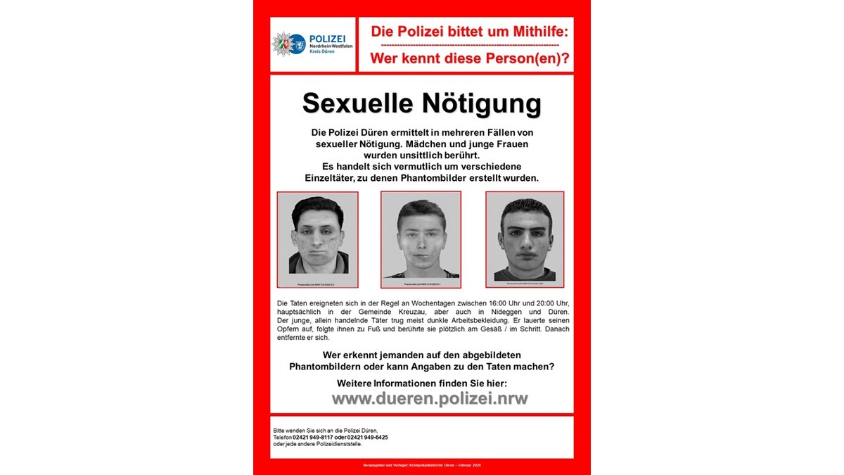 POL-DN: Sexuelle Nötigung - Fahndung mit Phantombildern