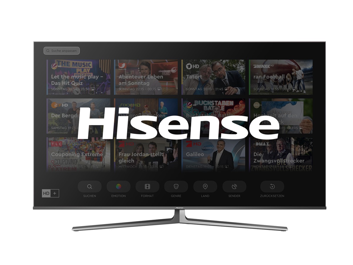 Das beste Fernsehen von HD+ bald auch für ausgewählte Hisense UHD-TV-Geräte verfügbar