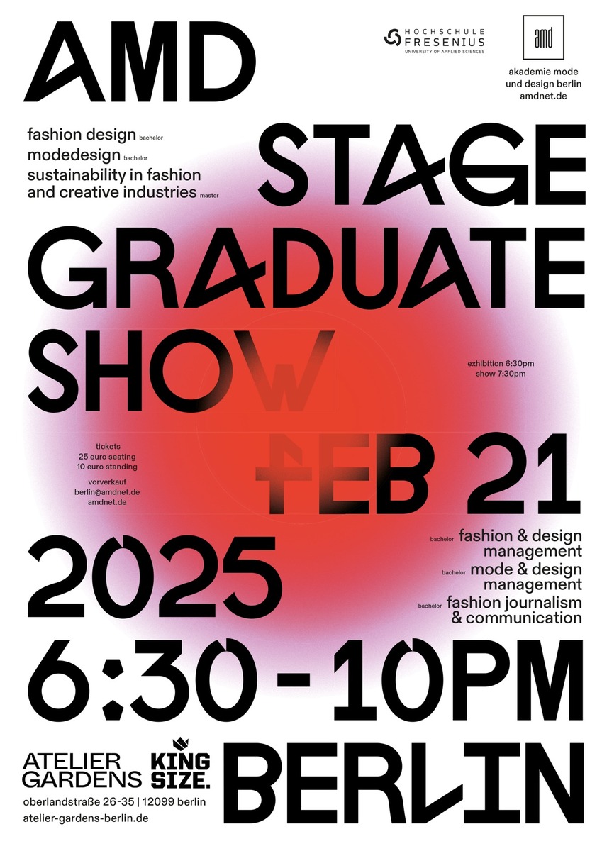 Einladung zur Graduate Fashionshow der AMD Akademie Mode &amp; Design am 21. Februar in Berlin