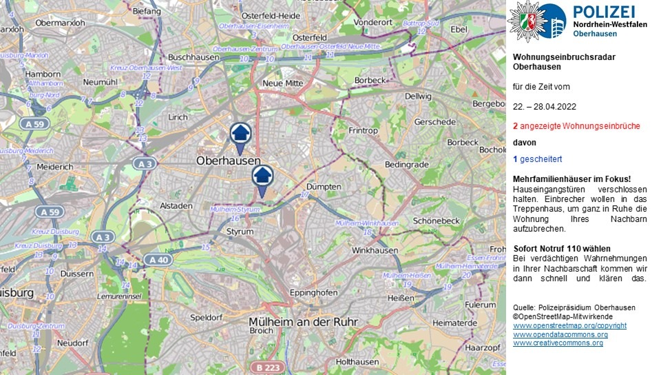POL-OB: Wohnungseinbruchsradar für Oberhausen - Warum gelangen Einbrecher unbemerkt in Ihr Mehrfamilienhaus?