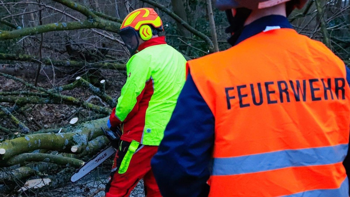 FW-E: Feuerwehr Essen rückt zu rund 50 unwetterbedingten Einsätzen aus - Bahn wird von Ast getroffen