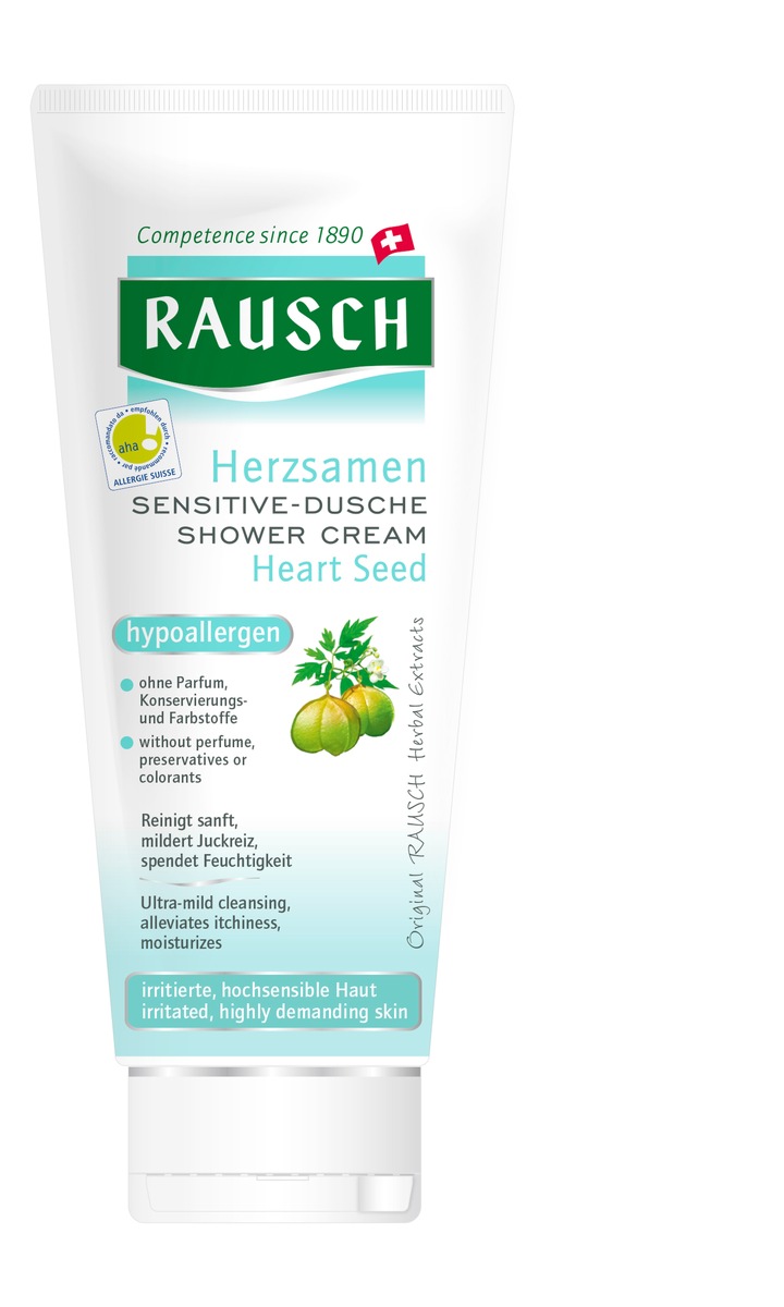 Neu: RAUSCH Herzsamen SENSITIVE-DUSCHE - für hochsensible, zu Allergien neigende Haut (Bild)