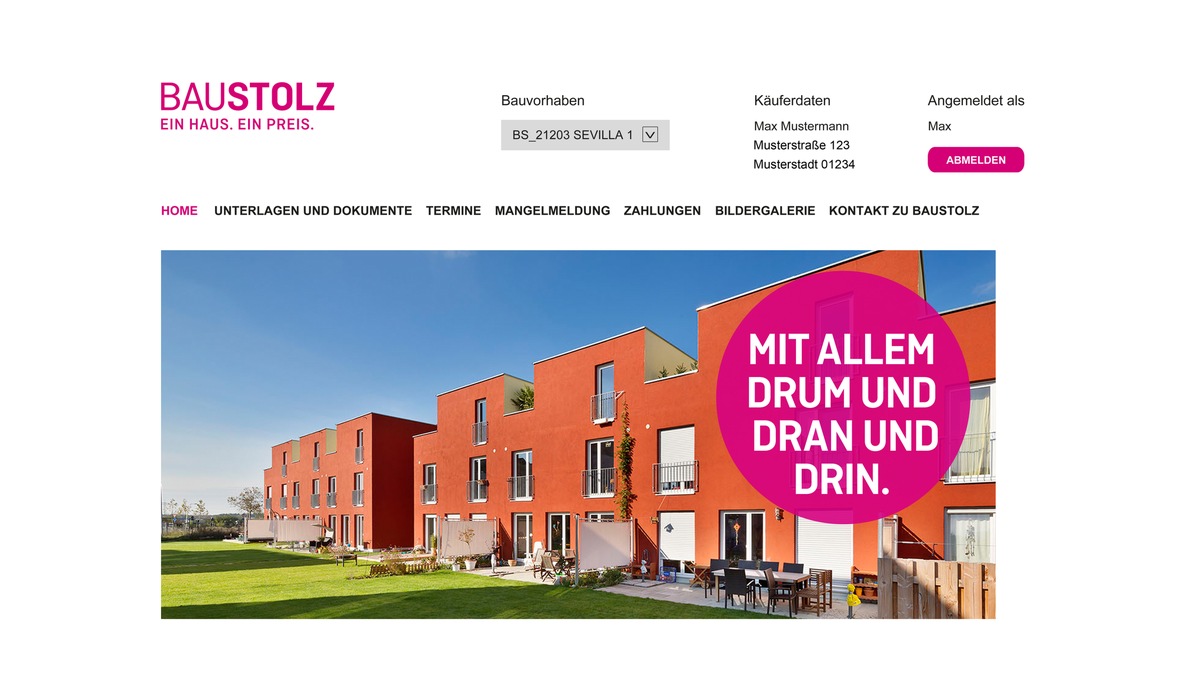 Baustolz stellt innovatives Kundenportal vor / Bauträgerunternehmen ermöglicht Zugriff auf umfangreiche Informationen / Neuer webbasierter Ansatz in der Kundenbetreuung (FOTO)