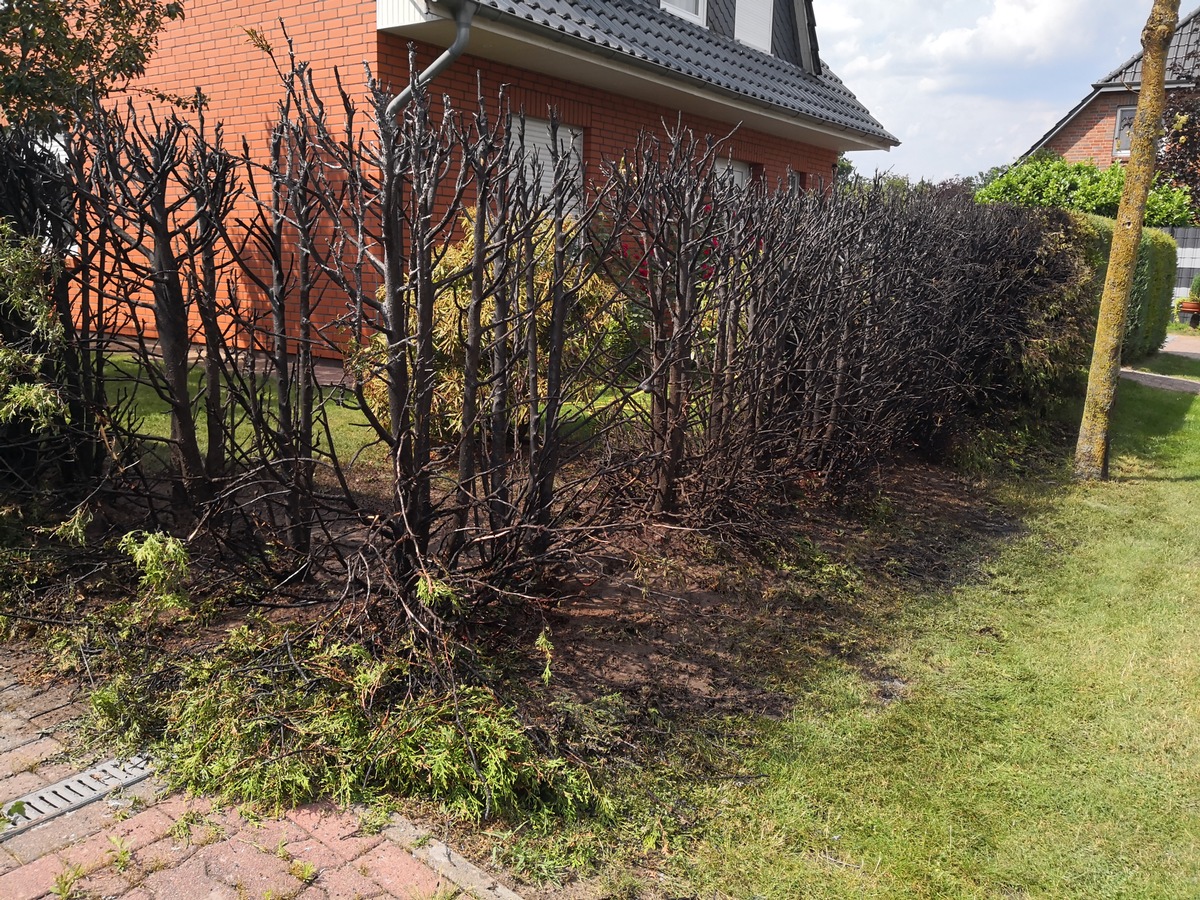 POL-NI: Brand einer Grundstückshecke