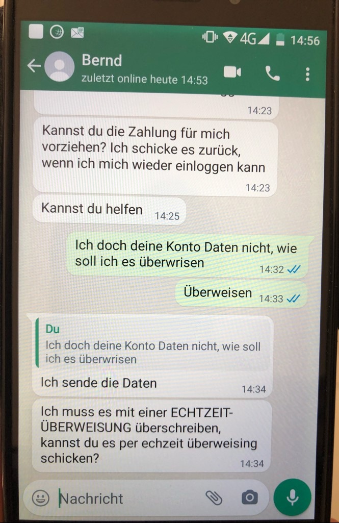 POL-HA: So sieht ein &quot;Messenger-Betrug&quot; aus - Originalbilder veröffentlicht