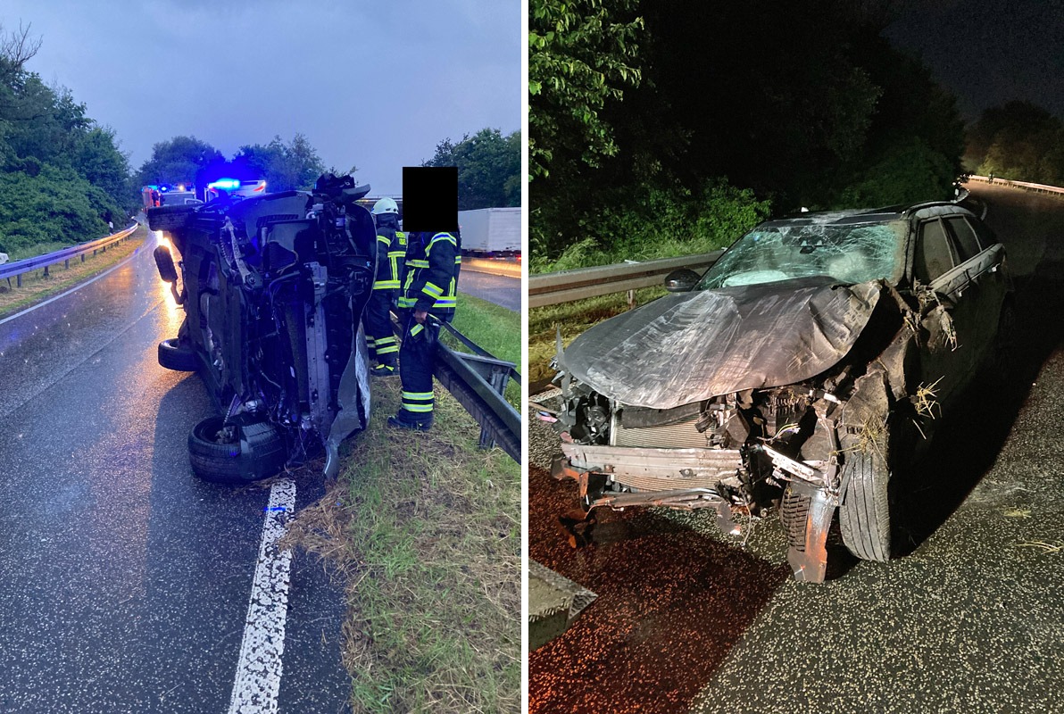 POL-KS: Autofahrer verliert auf regennasser Autobahn 7 die Kontrolle: 70.000 Euro Schaden