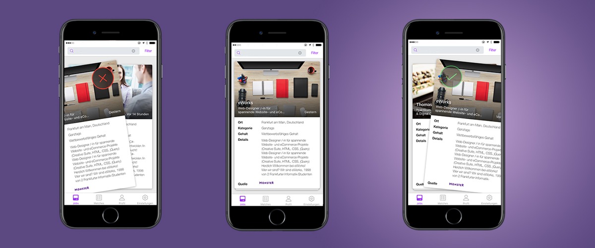 Die neue Monster Job Search App: Swipe dich zum Traum-Job