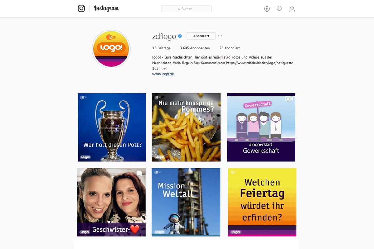 ZDF-Kindernachrichten &quot;logo!&quot; auf Instagram (FOTO)
