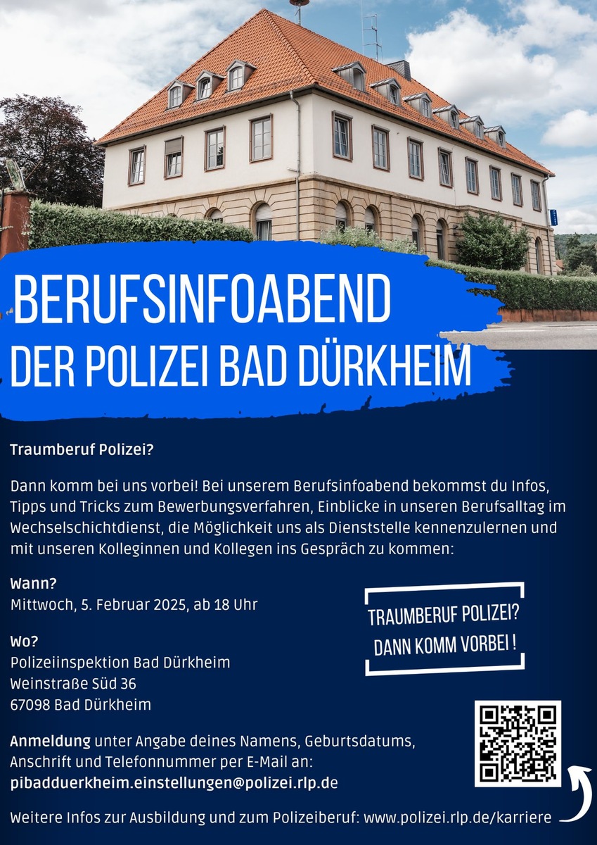 POL-PDNW: Berufsinformationsabend bei der Polizeiinspektion Bad Dürkheim