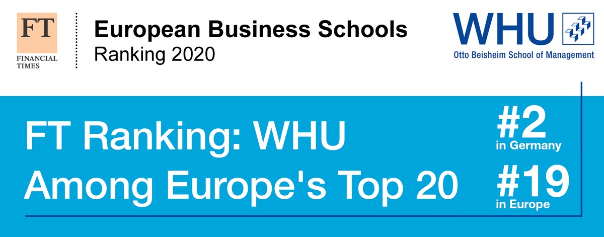 Financial Times European Business Schools Ranking: WHU unter den Top 20 in Europa