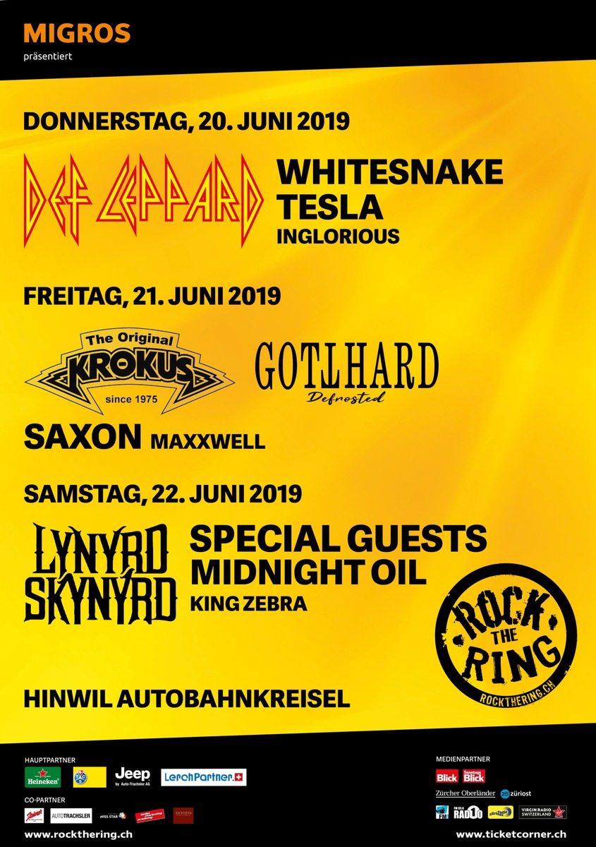 Rock the Ring 2019 - zum 6ten Mal: Das Line-Up vom 6. Rock the Ring steht und ist viel versprechend