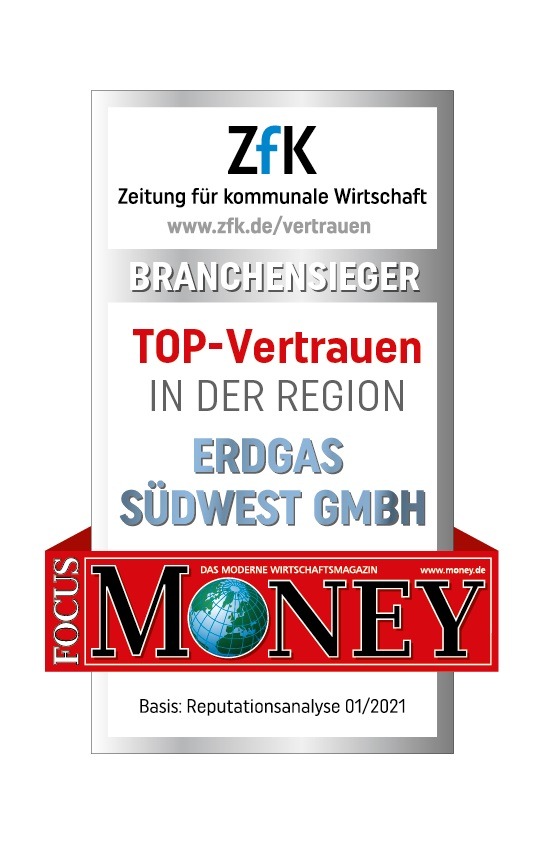 Presseinformation: Gütesiegel für Erdgas Südwest: „TOP-Vertrauen in der Region“