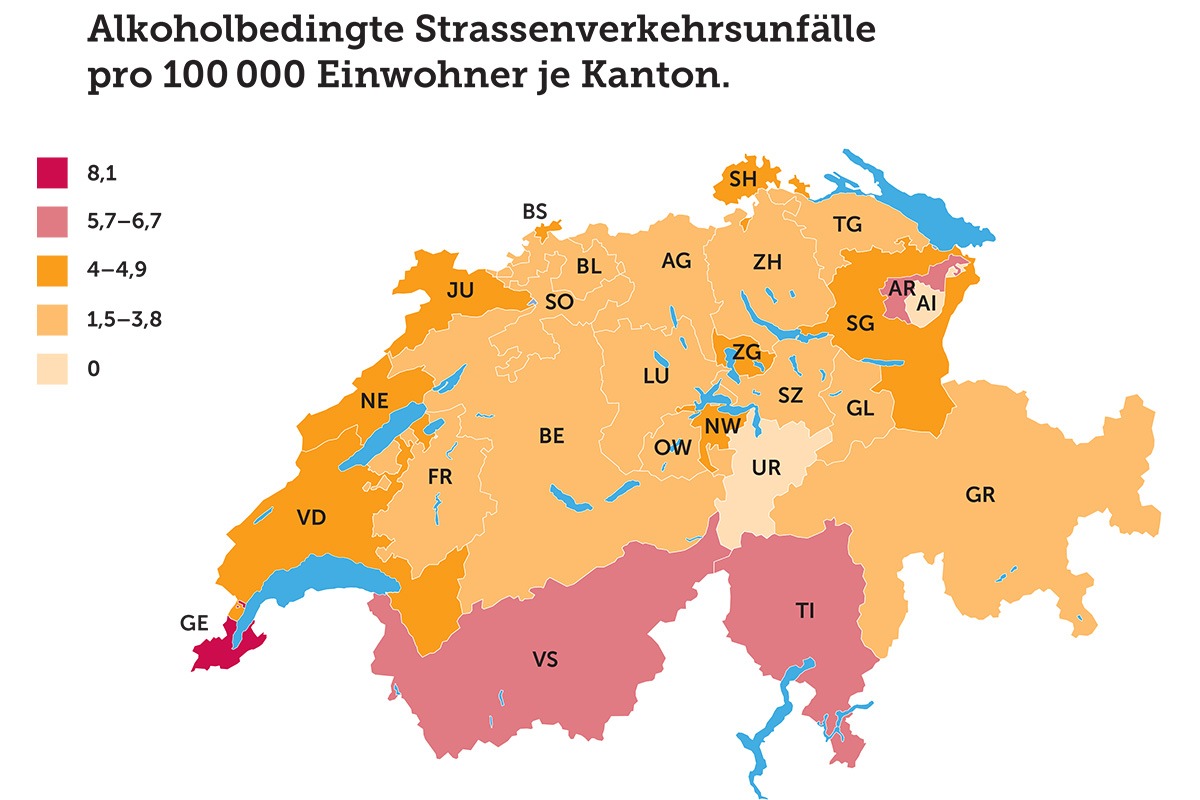 Alkoholbedingte Verkehrsunfälle: In Genf deutlich häufiger als in Zürich