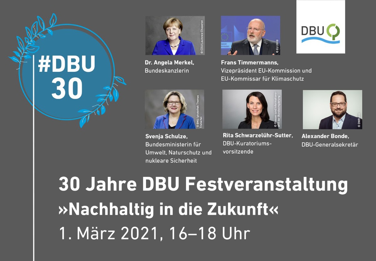 Terminankündigung: Deutsche Bundesstiftung Umwelt feiert 30-jähriges Bestehen digital mit Merkel und Timmermanns