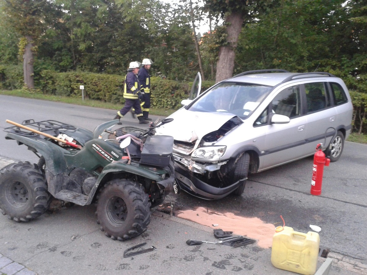 POL-NOM: Verletzte nach Kollision zwischen Quad und Pkw