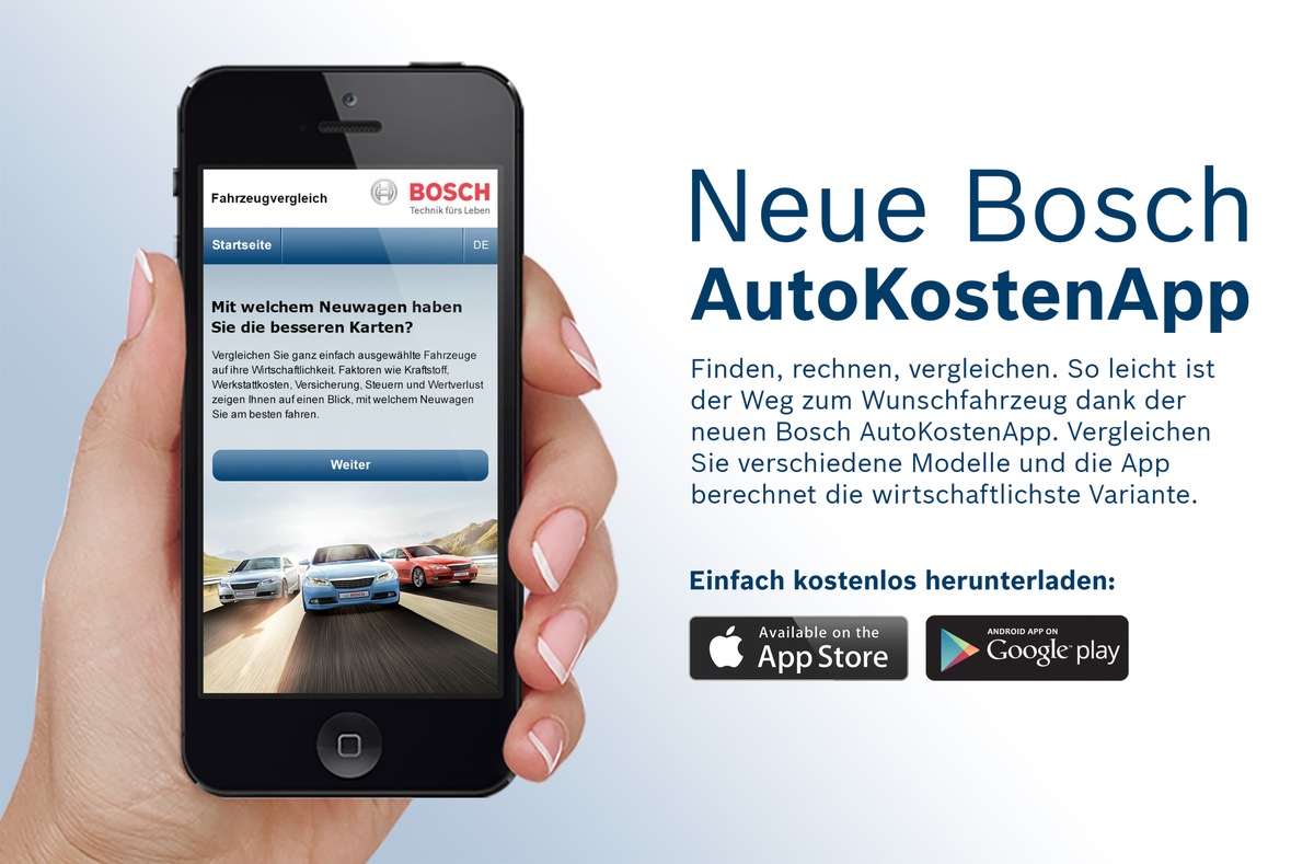 Automobile mobil vergleichen / Die neue Bosch AutoKostenApp für iOS und Android (FOTO)