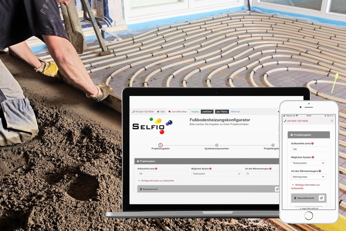 Selfio Fußbodenheizung Konfigurator: Mit wenigen Klicks zur kompletten Materialliste
