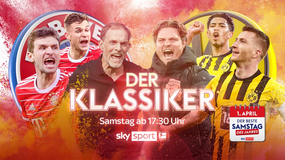 Der Serienmeister empfängt den Spitzenreiter: der Klassiker Bayern München gegen Borussia Dortmund am Samstag live und exklusiv bei Sky und WOW