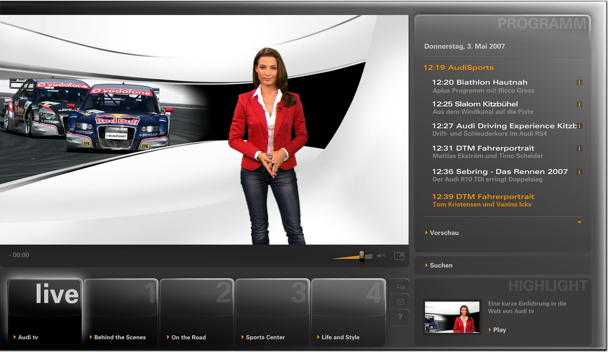 Automobilhersteller startet eigenen Fernsehsender im Internet / Volles Programm: Audi tv geht auf Sendung