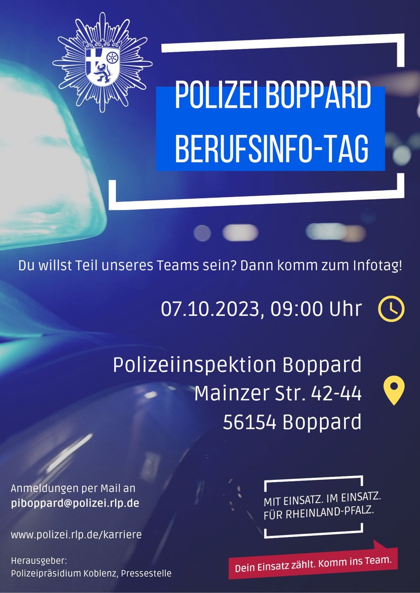 POL-PDKO: Berufswunsch Polizist/in? Polizei Boppard gewährt Blick hinter die Kulissen