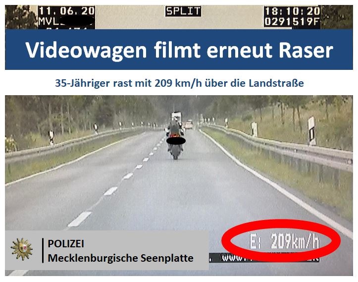 POL-NB: Erschreckende Messungen mit dem Videowagen - Motorradfahrer mit 209 km/h gemessen