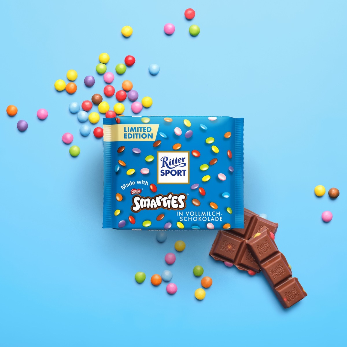 Neu: Ritter Sport 100 Gramm mit SMARTIES als Limited Edition