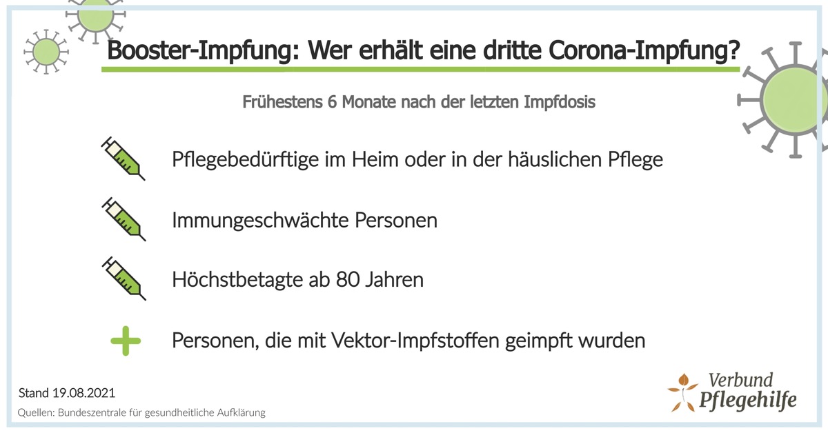 Corona - Ab September: Booster-Impfung für Pflegebedürftige &amp; Senioren