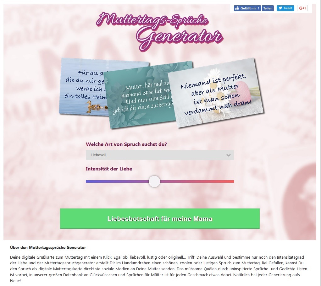 Der Muttertag Spruchgenerator Liebevolle Und