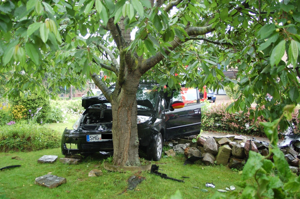 POL-STH: Nach Schwächeanfall gegen Baum gefahren