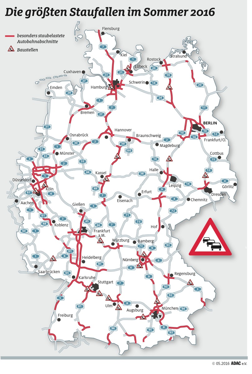 Ab sofort rollt die Sommerreisewelle / ADAC-Stauprognose für das Wochenende 24. bis 26. Juni