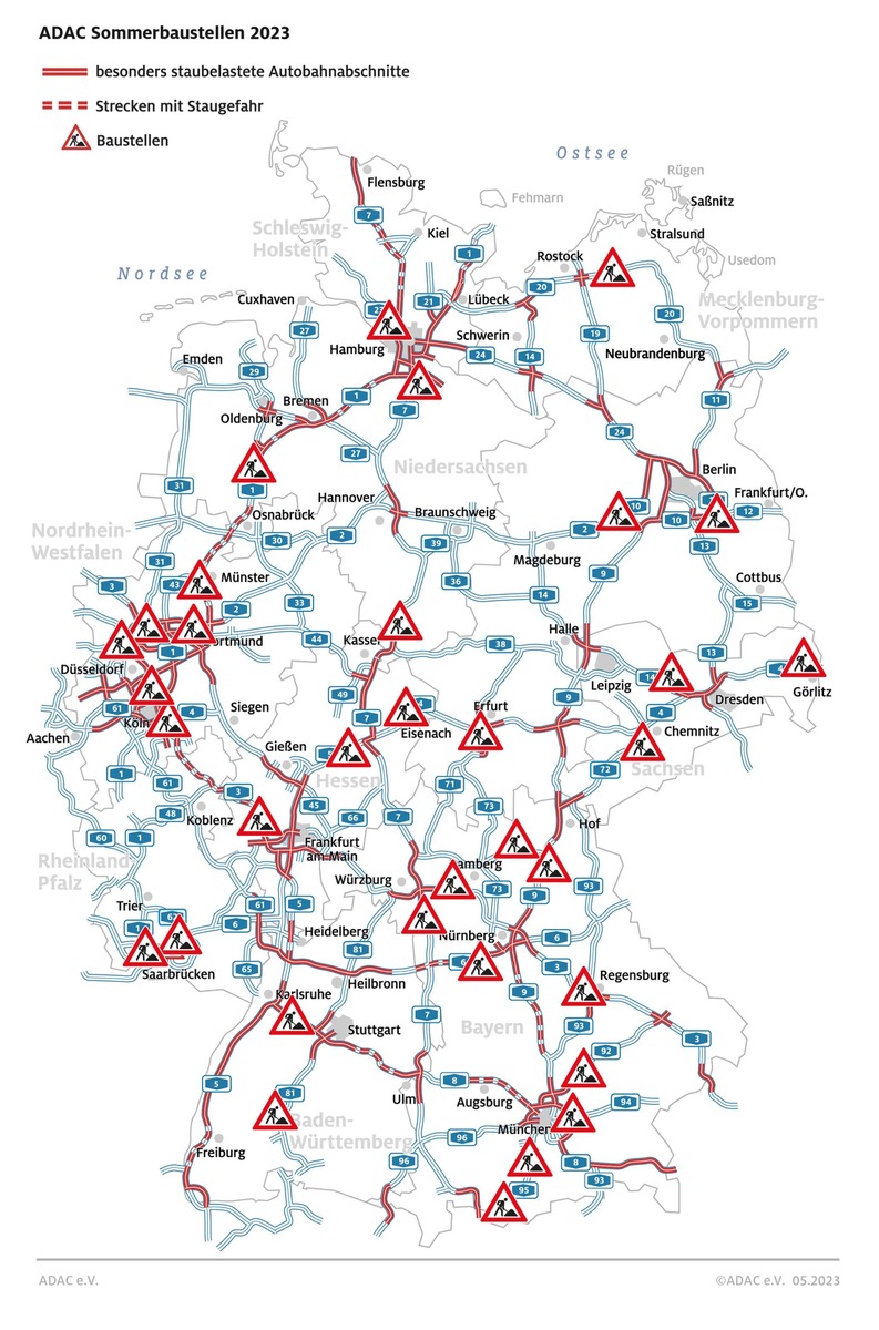 Der Pfingsturlaub beginnt im Stau / ADAC Stauprognose für 26. bis 29. Mai