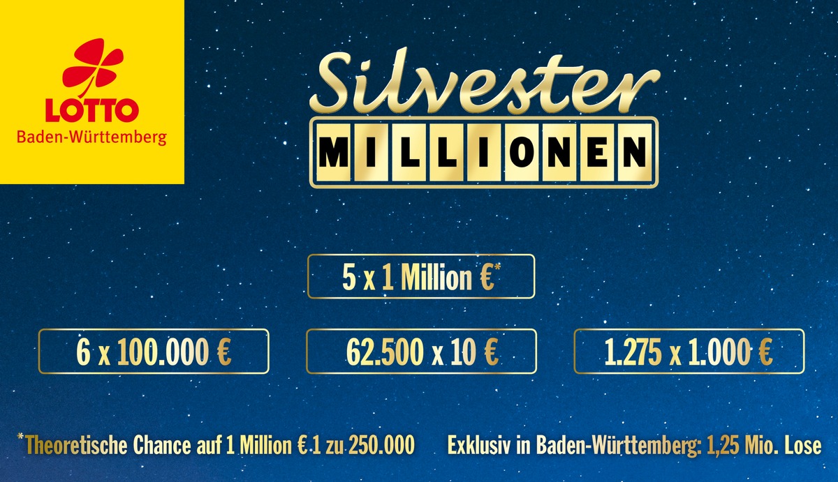 Silvester-Millionen im Raum Crailsheim, Kornwestheim, Rottweil, Winnenden und dem Kreis Reutlingen gewonnen